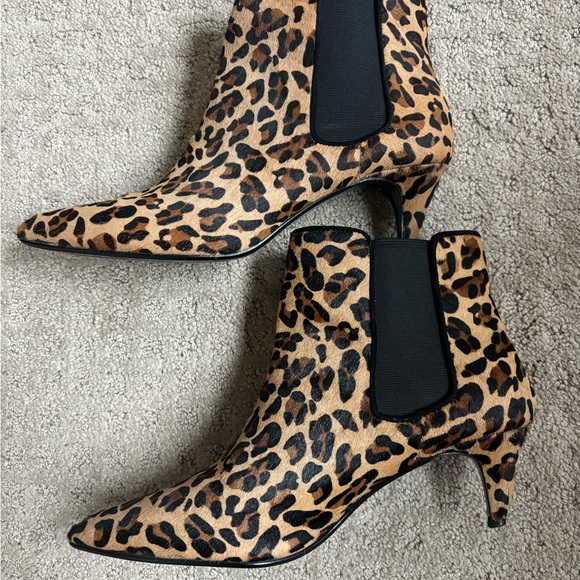 Zara kitten heel calfskin leopard booties size 40 - Picture 1 of 6